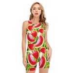 Watercolor Watermelon Pattern Print Sleeveless One Piece Swimsuit