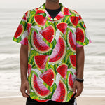 Watercolor Watermelon Pattern Print Textured Short Sleeve Shirt