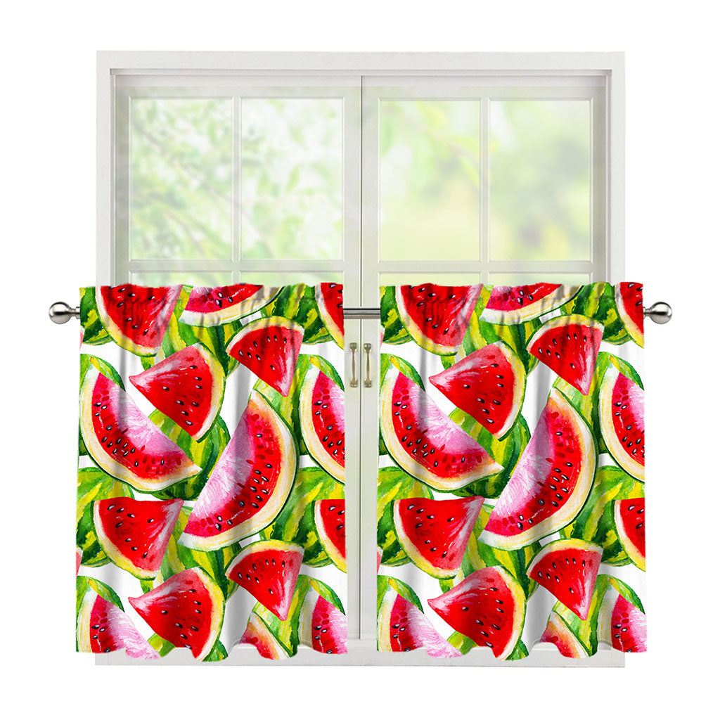 Watercolor Watermelon Pattern Print Tier Curtains