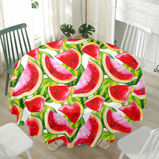 Watercolor Watermelon Pattern Print Waterproof Round Tablecloth