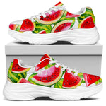 Watercolor Watermelon Pattern Print White Chunky Shoes