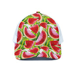 Watercolor Watermelon Pattern Print White Mesh Trucker Cap