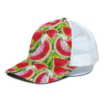 Watercolor Watermelon Pattern Print White Mesh Trucker Cap