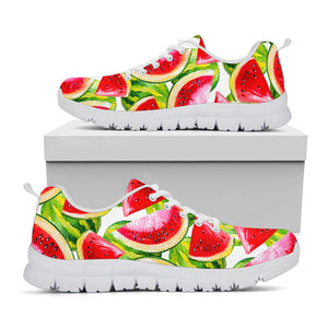 Watercolor Watermelon Pattern Print White Running Shoes