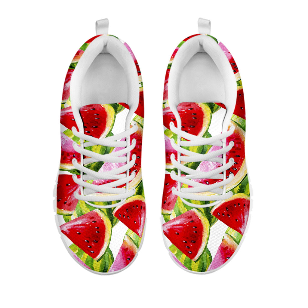 Watercolor Watermelon Pattern Print White Running Shoes