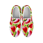 Watercolor Watermelon Pattern Print White Slip On Sneakers