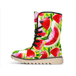 Watercolor Watermelon Pattern Print Winter Boots