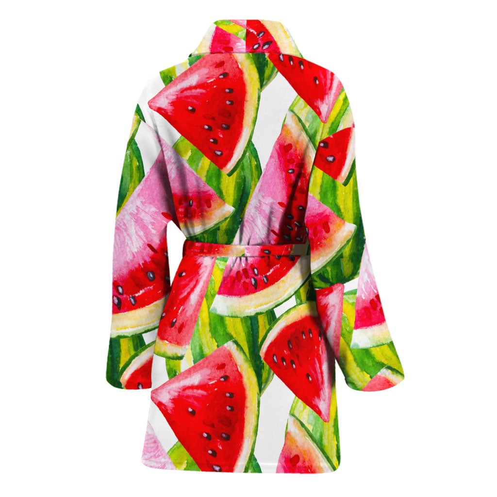 Watercolor Watermelon Pattern Print Women's Bathrobe