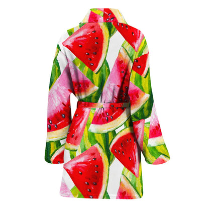 Watercolor Watermelon Pattern Print Women's Bathrobe