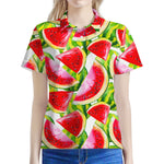Watercolor Watermelon Pattern Print Women's Polo Shirt