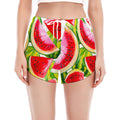 Watercolor Watermelon Pattern Print Women's Split Running Shorts