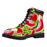 Watercolor Watermelon Pattern Print Work Boots