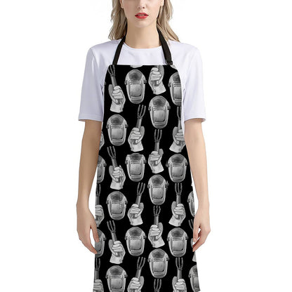 Watercolor Welder Pattern Print Bib Apron With Pocket