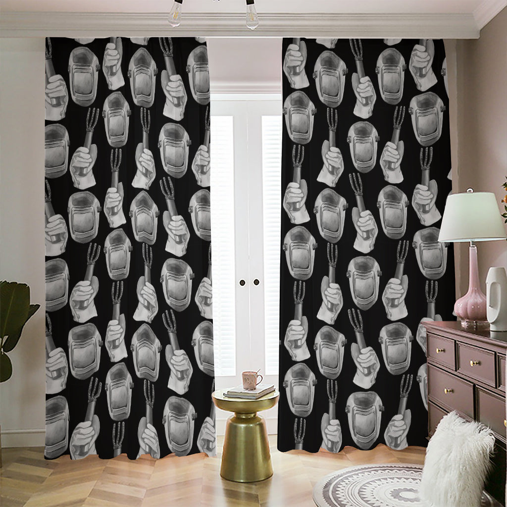 Watercolor Welder Pattern Print Blackout Pencil Pleat Curtains