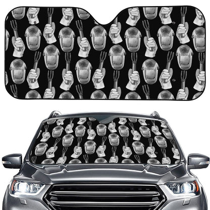 Watercolor Welder Pattern Print Car Windshield Sun Shade