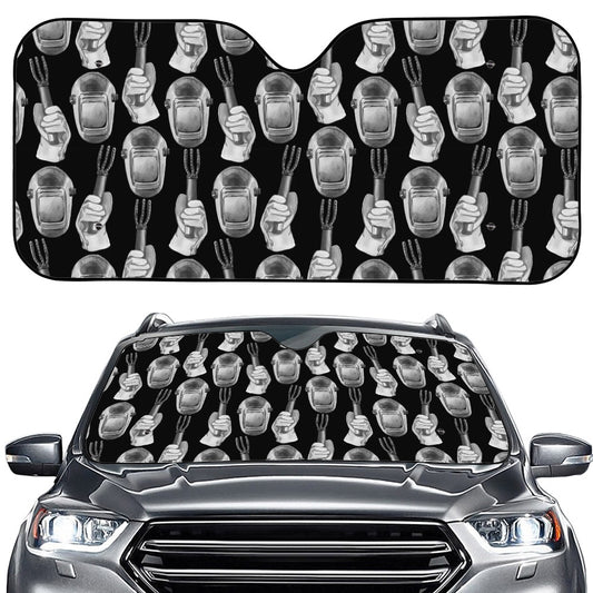 Watercolor Welder Pattern Print Car Windshield Sun Shade