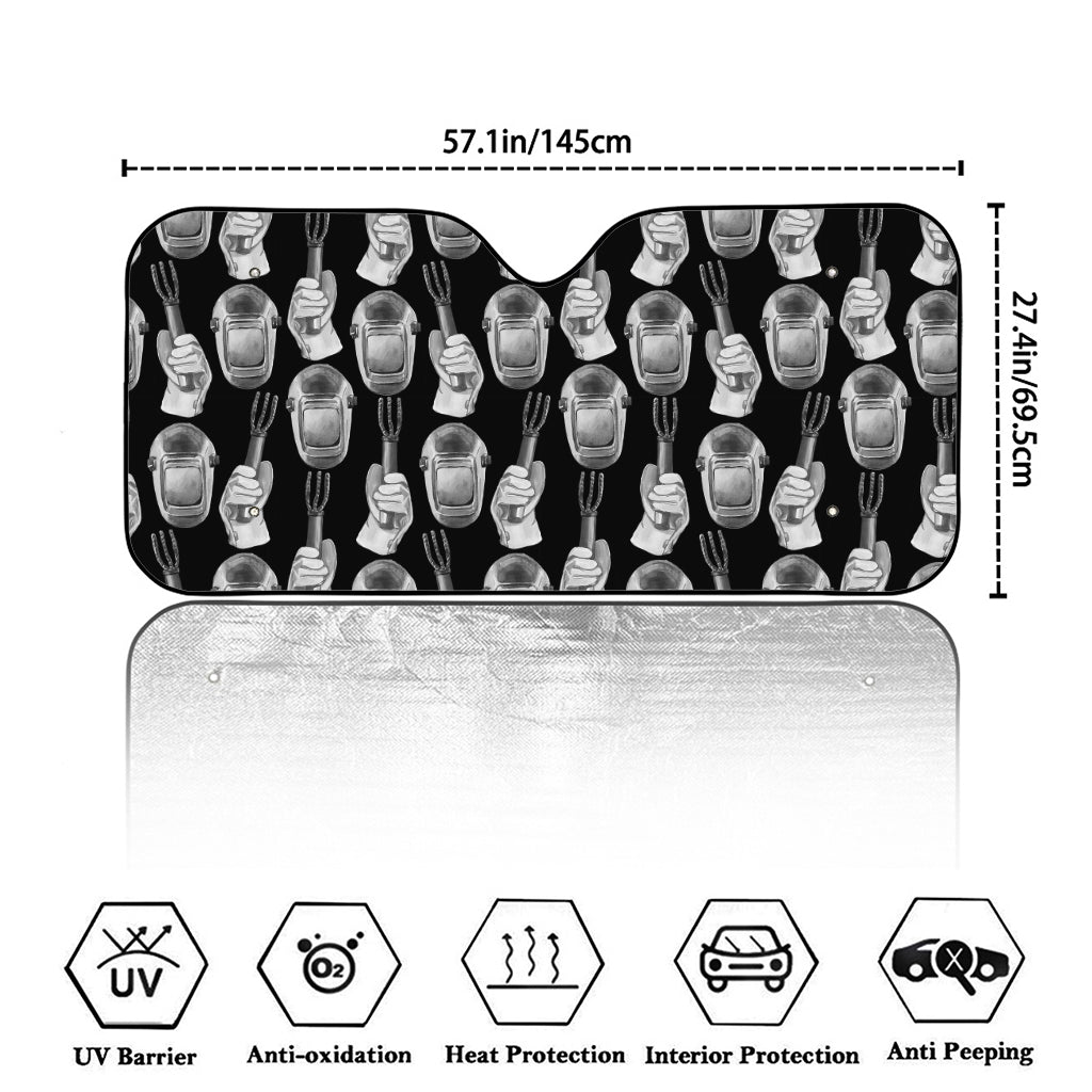 Watercolor Welder Pattern Print Car Windshield Sun Shade