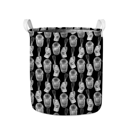 Watercolor Welder Pattern Print Collapsible Laundry Basket