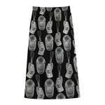 Watercolor Welder Pattern Print Cotton Front Slit Maxi Skirt