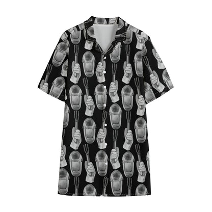 Watercolor Welder Pattern Print Cotton Hawaiian Shirt