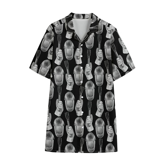 Watercolor Welder Pattern Print Cotton Hawaiian Shirt
