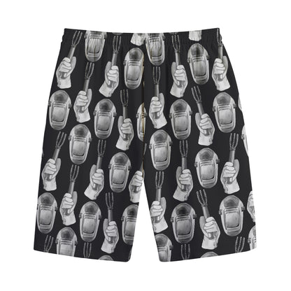 Watercolor Welder Pattern Print Cotton Shorts