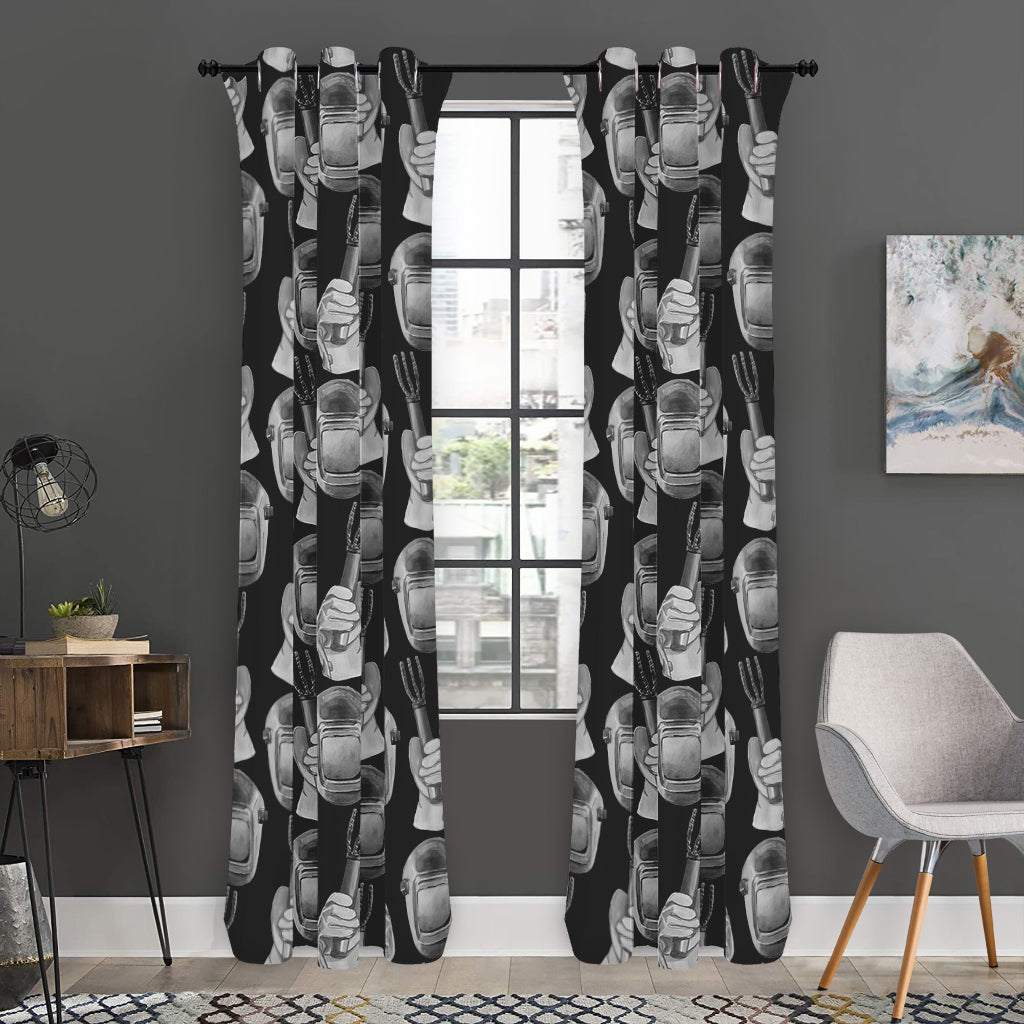 Watercolor Welder Pattern Print Curtain