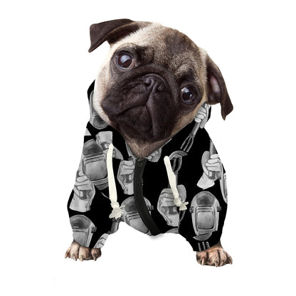 Watercolor Welder Pattern Print Dog Zip Up Hoodie