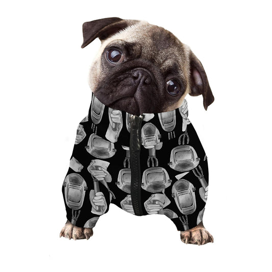 Watercolor Welder Pattern Print Dog Zip Up Jacket