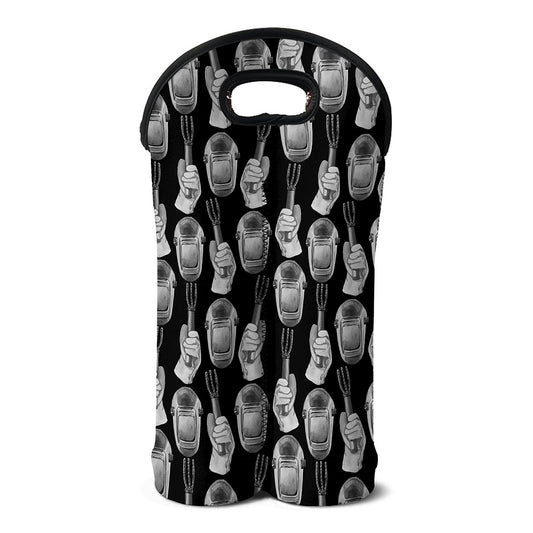 Watercolor Welder Pattern Print Double Neoprene Wine Tote