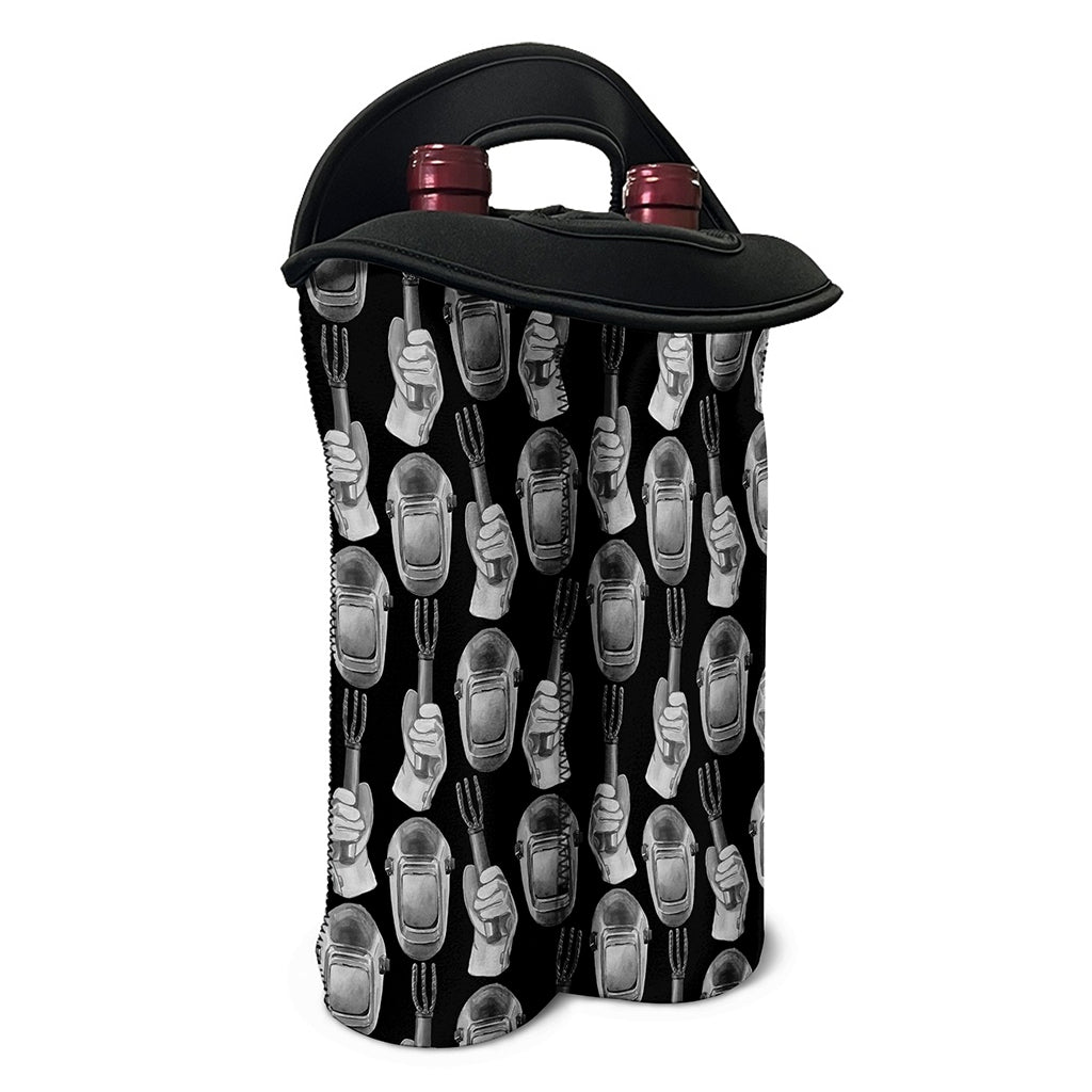 Watercolor Welder Pattern Print Double Neoprene Wine Tote