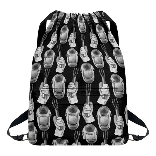 Watercolor Welder Pattern Print Drawstring Backpack