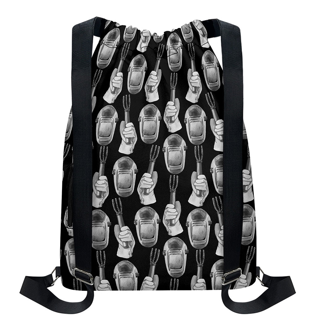 Watercolor Welder Pattern Print Drawstring Backpack
