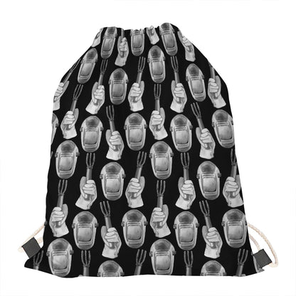 Watercolor Welder Pattern Print Drawstring Bag