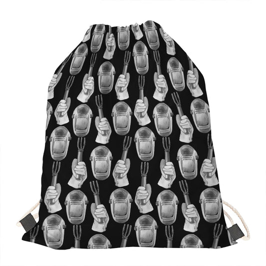 Watercolor Welder Pattern Print Drawstring Bag