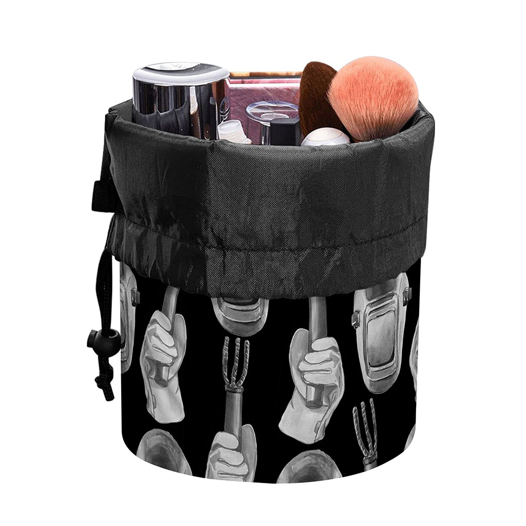 Watercolor Welder Pattern Print Drawstring Makeup Bag