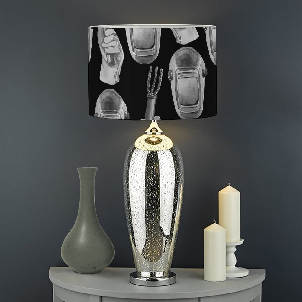Watercolor Welder Pattern Print Drum Lamp Shade