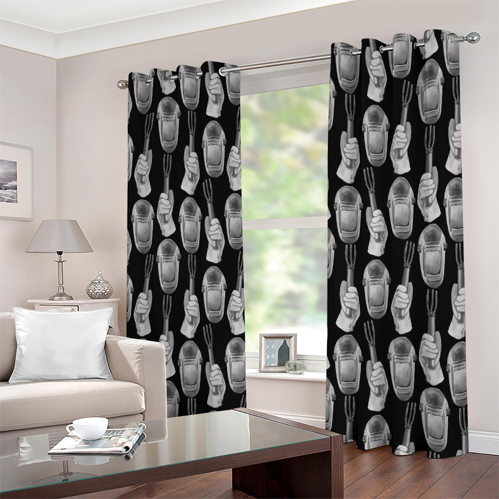 Watercolor Welder Pattern Print Extra Wide Grommet Curtains
