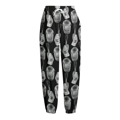 Watercolor Welder Pattern Print Fleece Lined Knit Pants