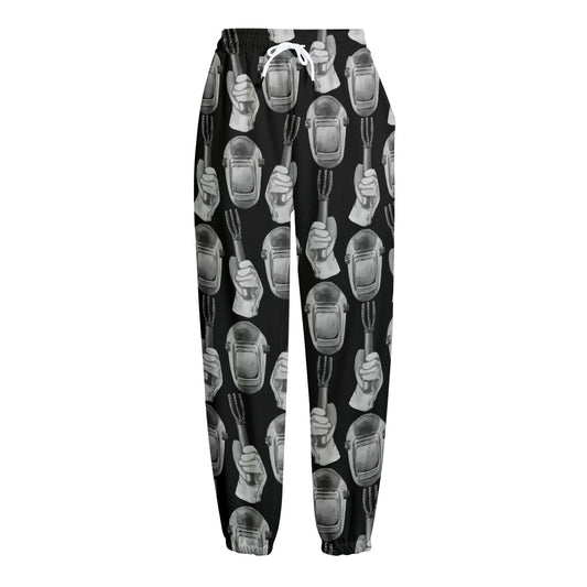 Watercolor Welder Pattern Print Fleece Lined Knit Pants