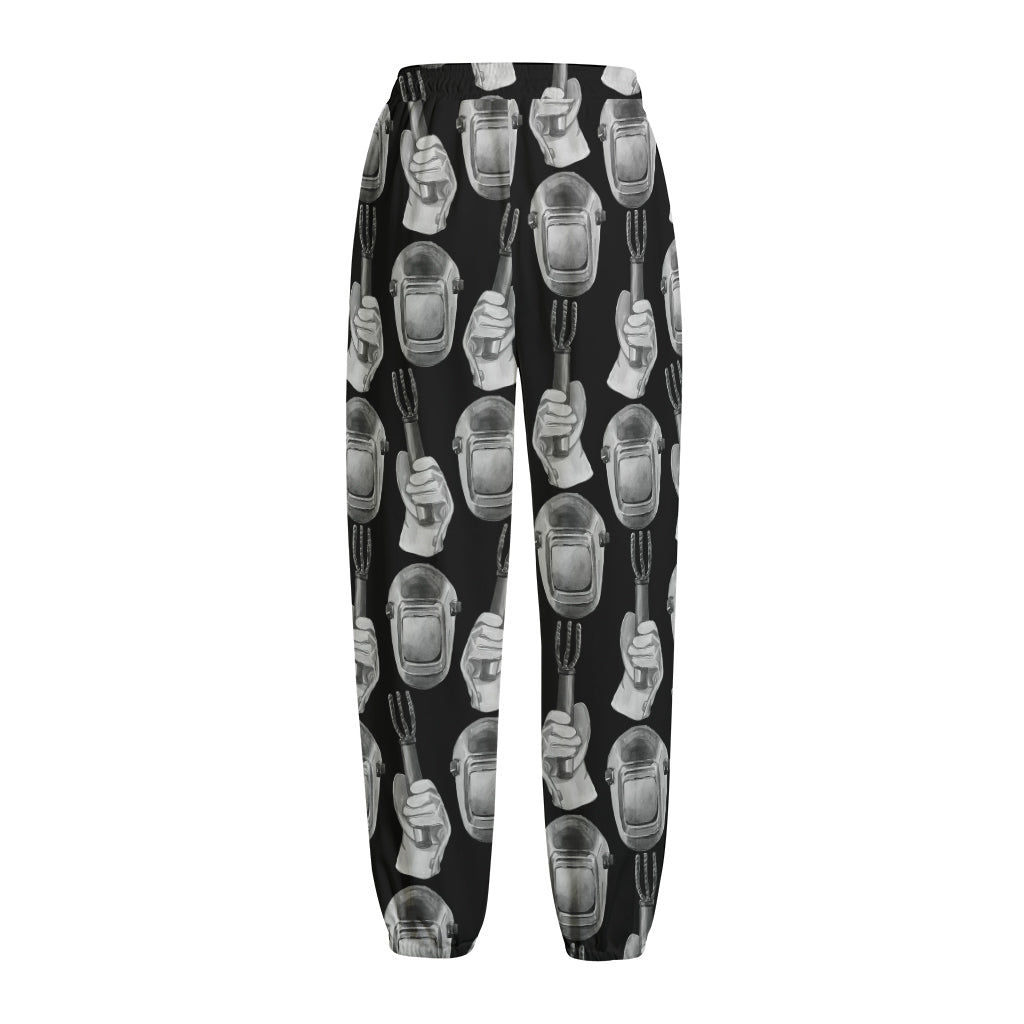 Watercolor Welder Pattern Print Fleece Lined Knit Pants