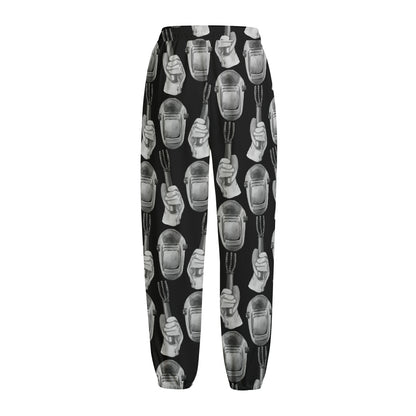 Watercolor Welder Pattern Print Fleece Lined Knit Pants
