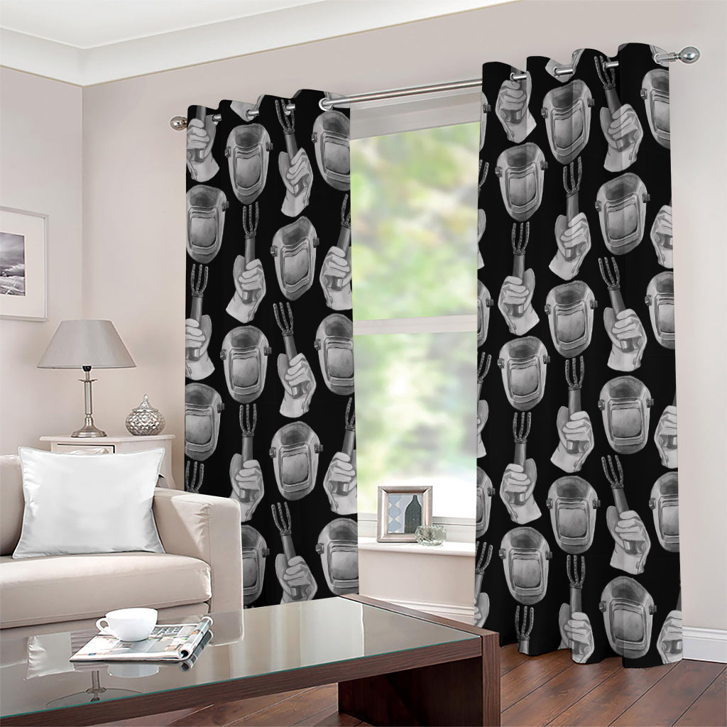 Watercolor Welder Pattern Print Grommet Curtains