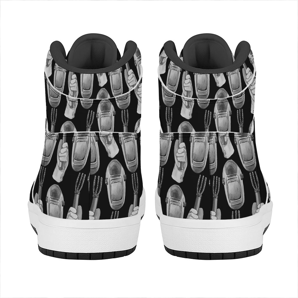 Watercolor Welder Pattern Print High Top Leather Sneakers