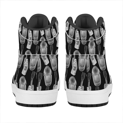 Watercolor Welder Pattern Print High Top Leather Sneakers