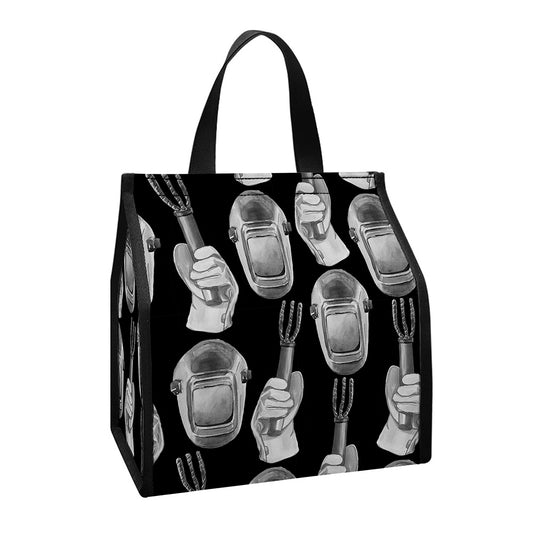 Watercolor Welder Pattern Print Insulated Lunch Tote