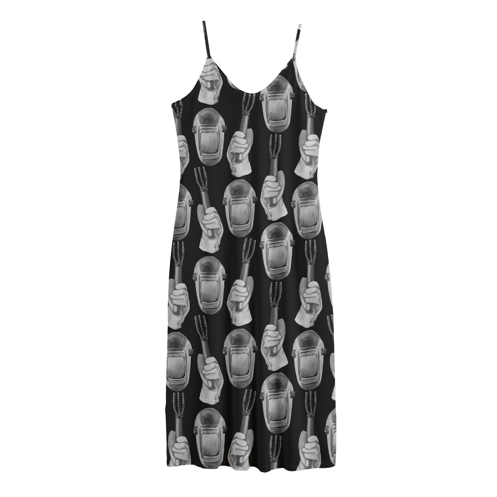Watercolor Welder Pattern Print Jersey Midi Cami Dress