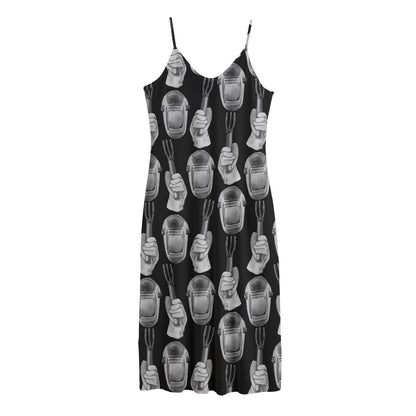 Watercolor Welder Pattern Print Jersey Midi Cami Dress