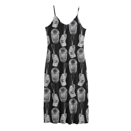 Watercolor Welder Pattern Print Jersey Midi Cami Dress