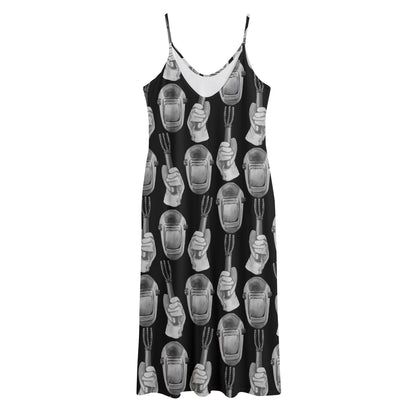 Watercolor Welder Pattern Print Jersey Midi Cami Dress